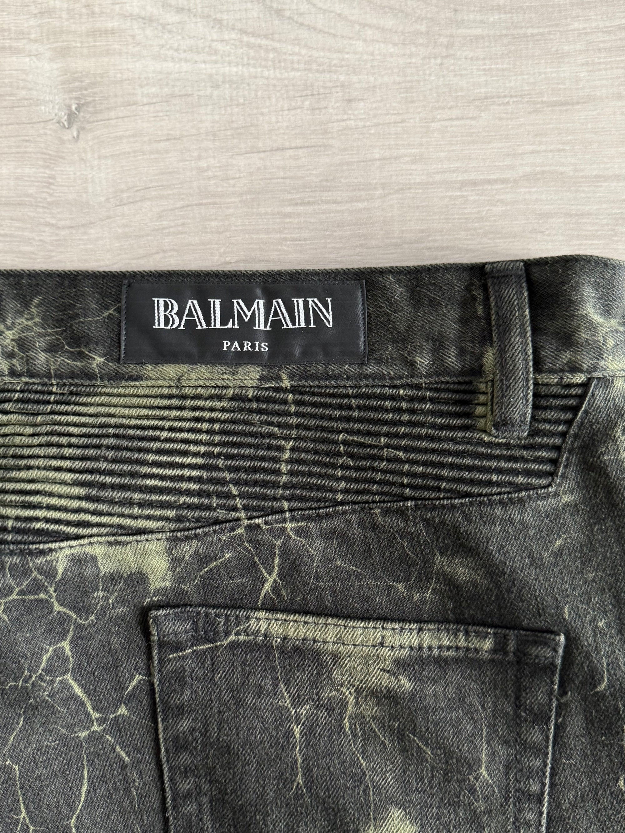 Vaqueros Balmain efecto mármol negro y caqui TM/L